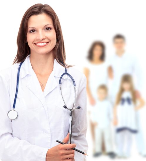 doctor and family
